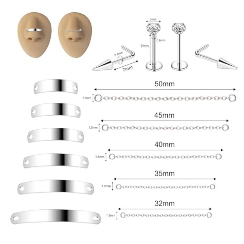 Surgical Steel Nose Studs Double Piercing Jewelry Minimal Chic Y2K - Picture 3 of 7